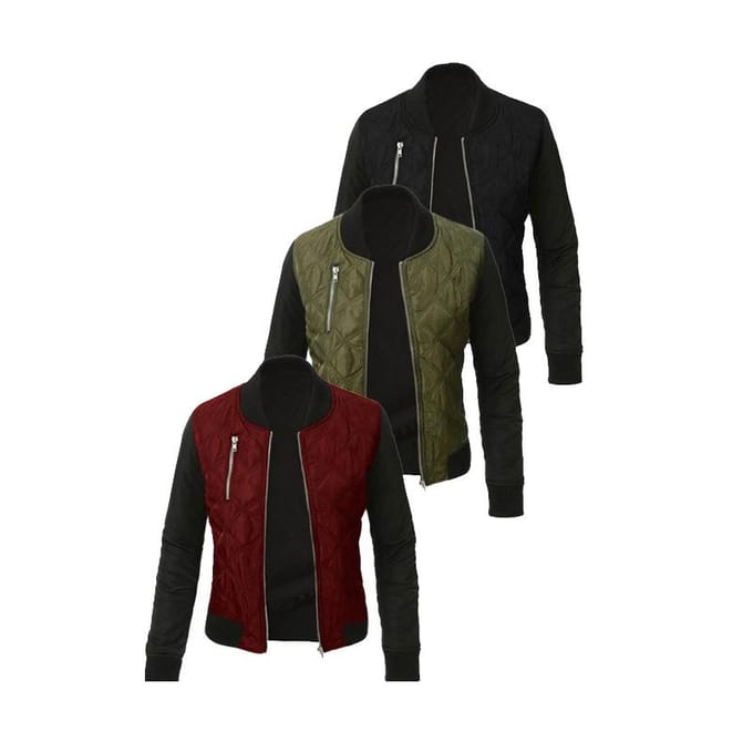Herfst Winter Dames Basic Rits Gewatteerde Bomberjack Jas XL groen