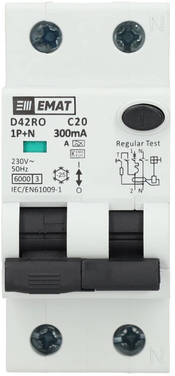 EMAT aardlekautomaat C20 1P+N 300mA Type A (85006427)