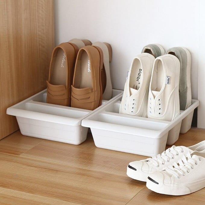 Creatieve Verticale Schoendoos Japans Plastic Drie Schoenenrek Multifunctionele Organiseer Container Ruimtebesparend Kast Opbergkoffer 1PC