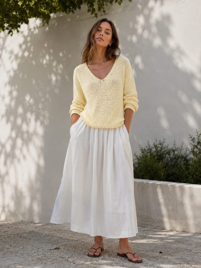 Fancy cotton Pullover E20197S | Pastel Yellow - Pastel Yellow / M