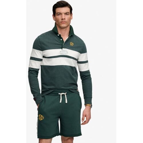 Superdry Vintage Athletic Stripe Rugby Top Green Grootte: XL
