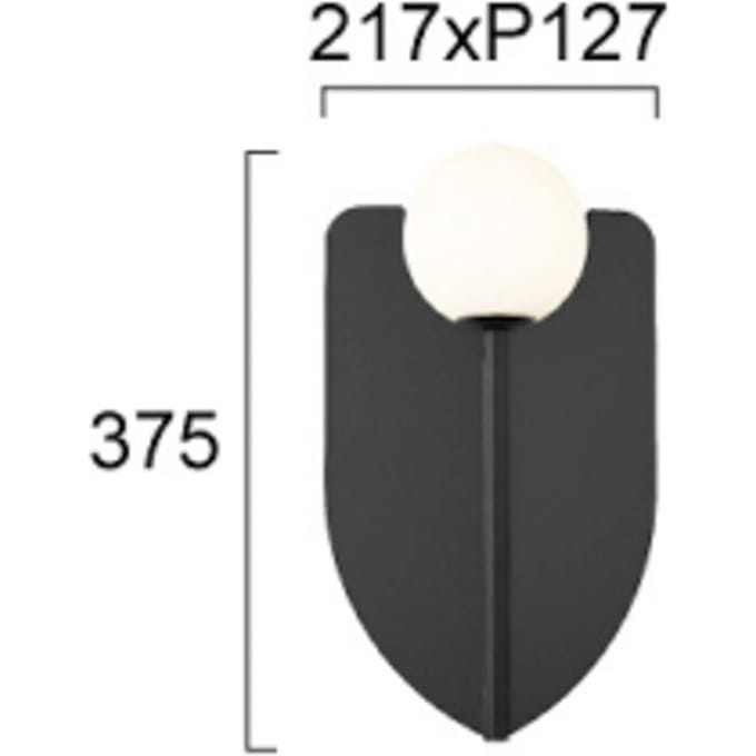 Viokef wandlamp Fedora, hoogte 37 cm, zwart, metaal/glas