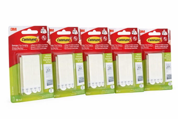 3M Command Picture Hanging Strips Medium – 5-Pack – 2,7 kg – Schadevrij Ophangen Zonder Boren – Wit