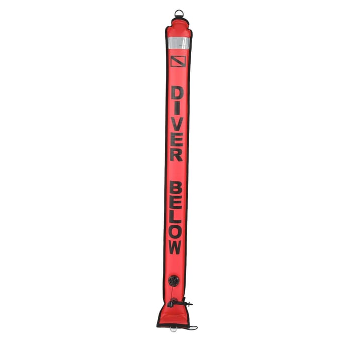 150x15cm Duik Surface Marker Boei Hoge Zichtbaarheid Opblaasbare Surface Marker Signaalbuis Vermilion