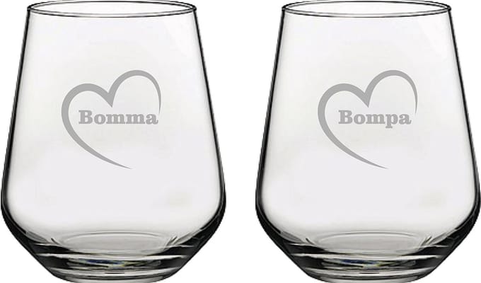 Drinkglas gegraveerd - 42,5cl - Bomma-Bompa-hartje