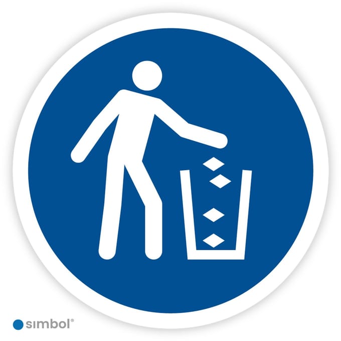 Simbol® - Stickers Afvalbak gebruiken (M030) - Formaat ø 5 cm.