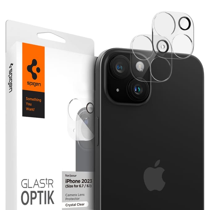 Spigen GLAStR Optik Camera Lens Protector - Camera eiland bescherming (2-pack) voor de Apple iPhone 15 / 15 Plus