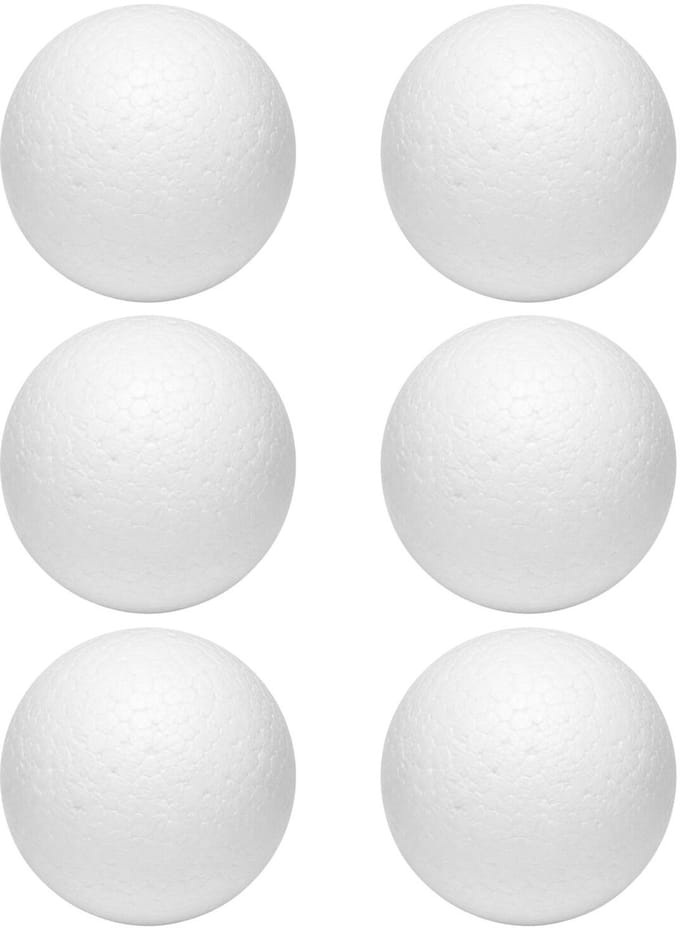 Piepschuim vormen - bal - 6x - D8 cm - styropor hobby / DIY vorm - basis knutselfiguren