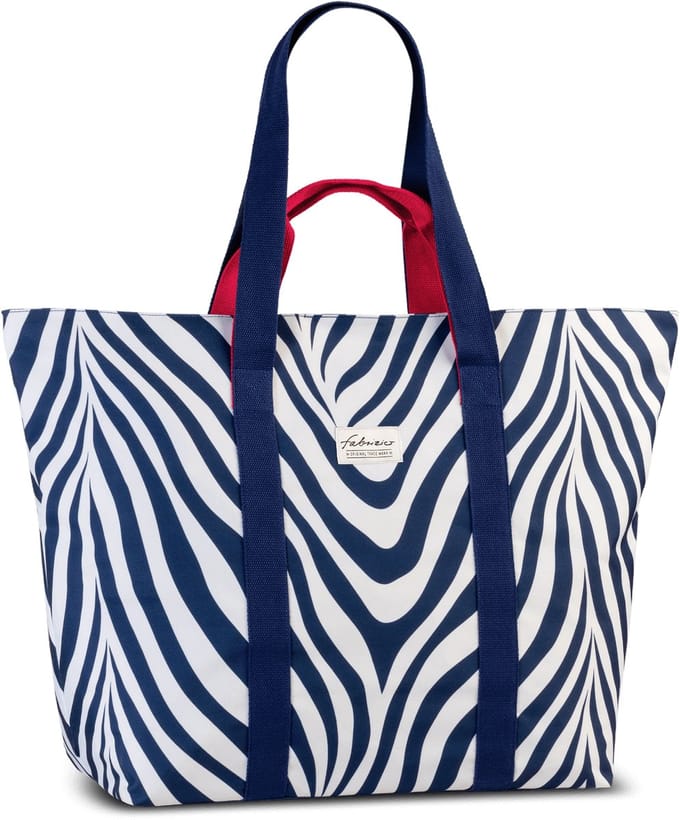 Fabrizio Strandtas Zebra Blauw-Wit
