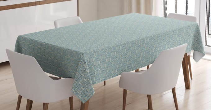 ABAKUHAUS Abstract Tafelkleed – 140x170 cm – Champagne-slateblauw