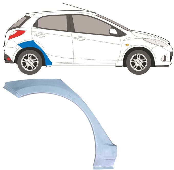 Reparatiepaneel achterspatbord voor Mazda 2 2007-2014 / Rechts