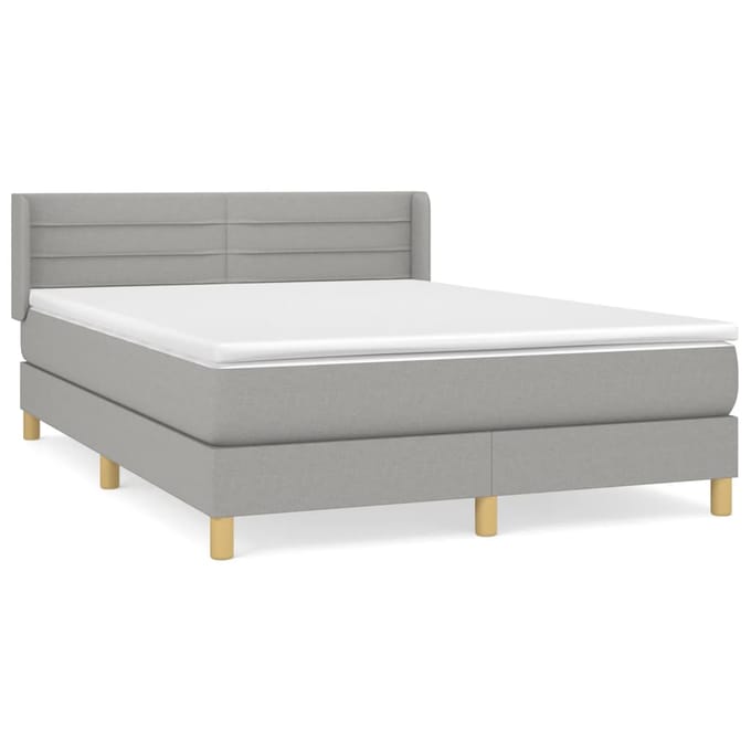 vidaXL - Boxspring - met - matras - stof - lichtgrijs - 140x190 - cm