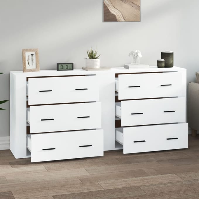 vidaXL - Dressoirs - 2 - st - bewerkt - hout - wit