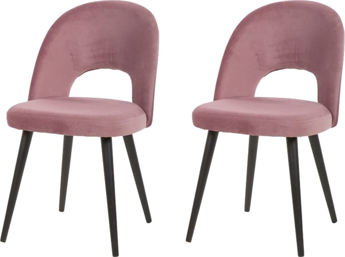 WAYS. – Matstoffen eetkamerstoelen – Roze – Elegant design - Houten poten – 2 stuks