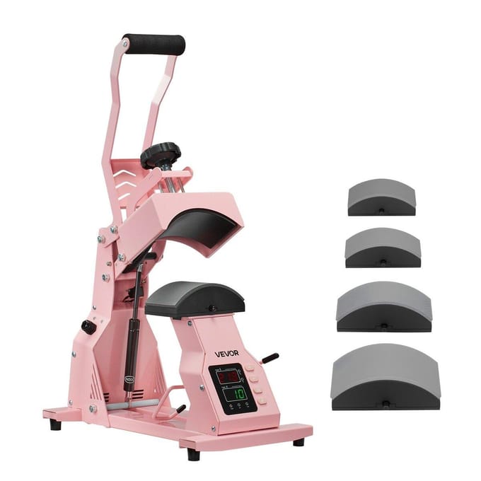 Hoed Warmtepers Machine voor Petten Hoed Pers met 4 Stuks Platen voor HTV Roze