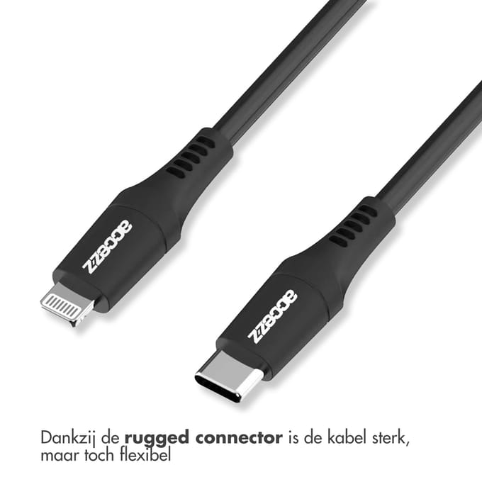 Accezz geschikt voor Lightning naar USB-C kabel - MFi certificering - 1 meter - Zwart