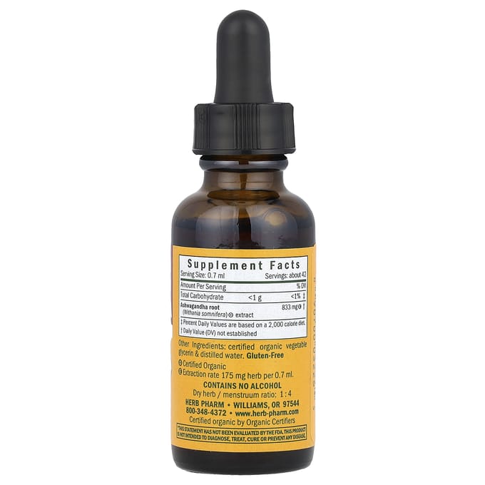Ashwagandha, Alcoholvrij, 30 ml (1 fl oz)