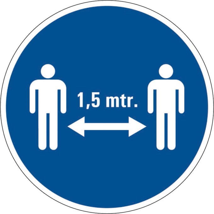 1,5 meter afstand houden verplicht sticker 150 mm