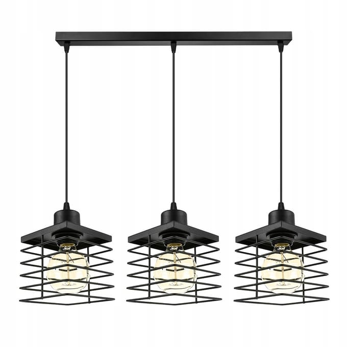 Zwarte Hanglamp Industrieel Loft 3x E27 voor Woonkamer