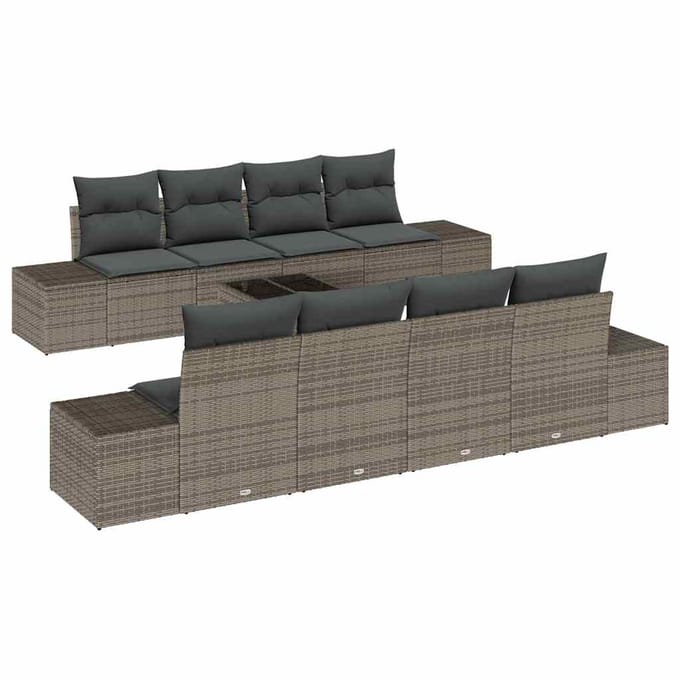 vidaXL Tuin Sofa Set 7 st Grijs poly rattan