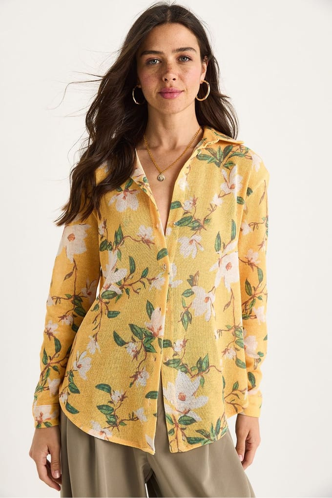Gelaagde Bloemenprint Knopshirt