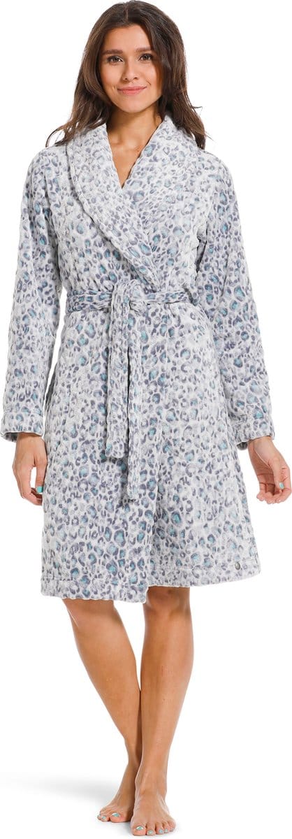 Rebelle - Dames - Badjas - Donkerblauw -dierenprint - S