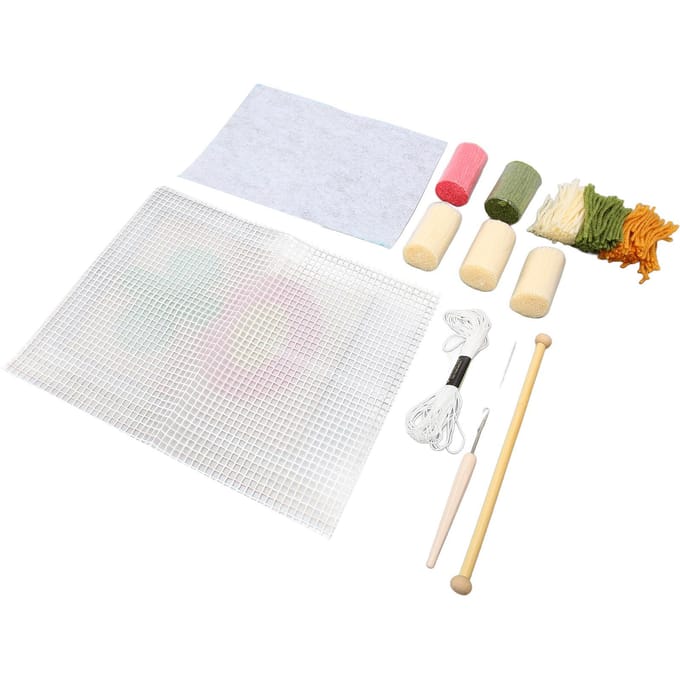 Latch Hook Kit DIY Onderzetter Zachte Aanraking Lichtgewicht Draagbaar Haken Latch Hook Kit white