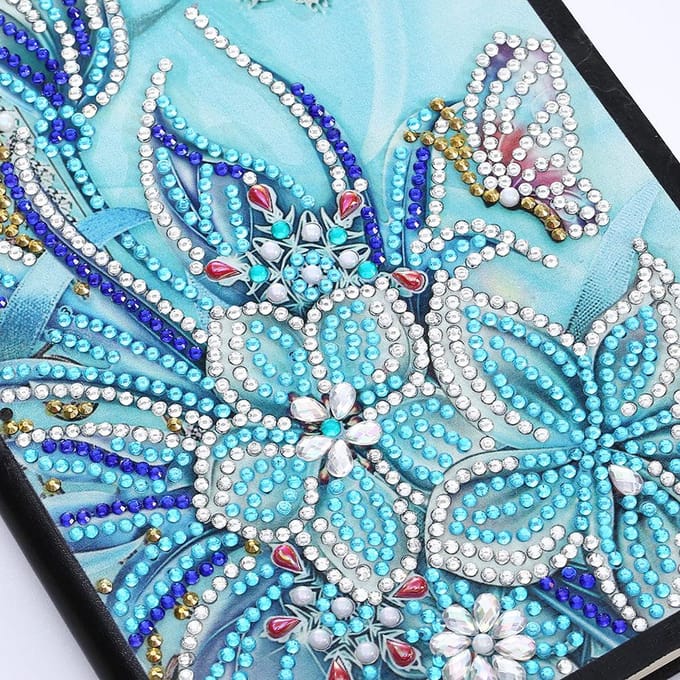 5D Diamond Painting Notebook Borduurdagboek 50 pagina's Vlinder- en bloemenpatroon DIY blue