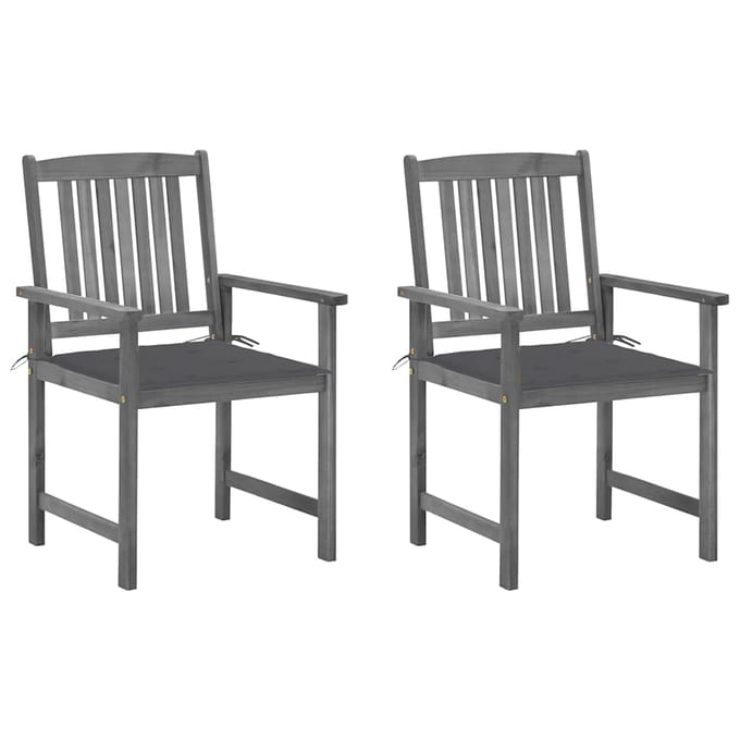 vidaXL - Tuinstoelen - 2 - st - met - kussens - massief - acaciahout - grijs