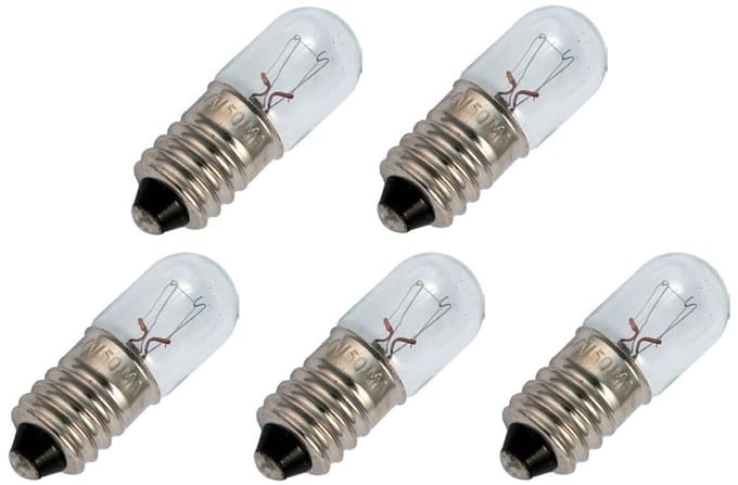 Signaallamp E10 24V 1W - 41 mAh - 5 stuks - T10 Gloeilamp Ø10mm - 28mm - 2500K - Dimbaar