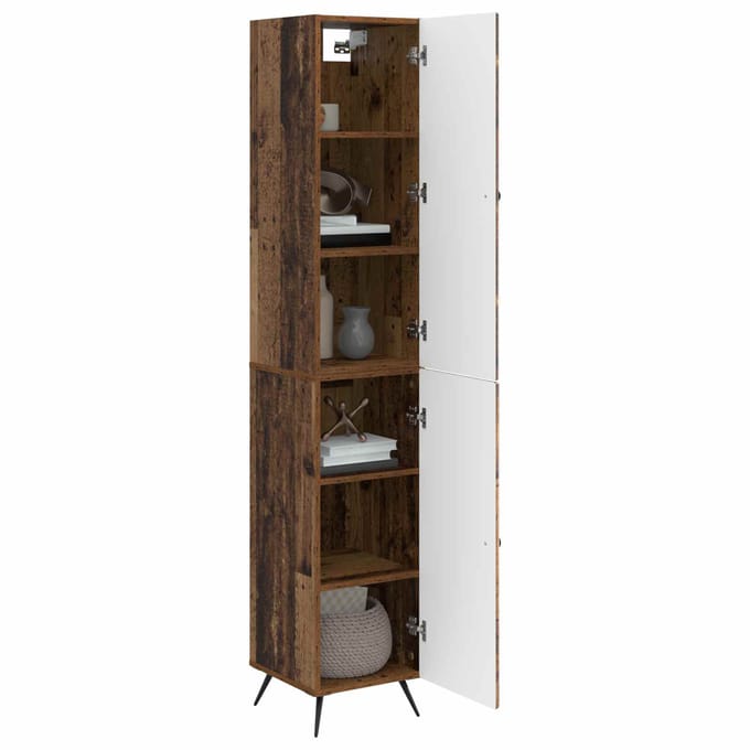 vidaXL - Kast - Set - 2 - st - Oud - hout - Bewerkt - hout