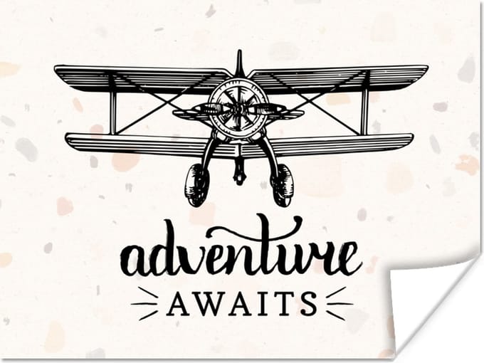 Poster Spreuken - Quotes - Adventure awaits - Reizen - 80x60 cm