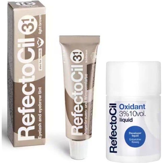 Refectocil Eyelash &amp; Eyebrow Tint 3.1 Light Brown &amp; Oxidant Liquid 15 ml + 100 ml
