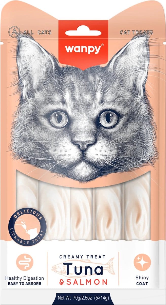 Wanpy likbare snack tonijn & zalm 5 sticks van 14g