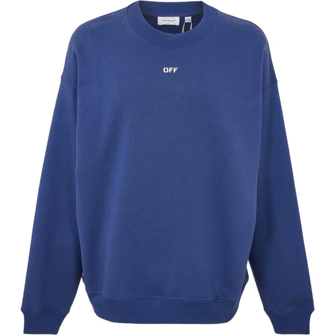 Off White Heren Sweatshirt met ronde hals (Donkerblauw/Wit)