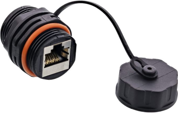 InLine® patchkabel koppeling, RJ45 Cat.6A, IP68, voor industrie, met stofkap
