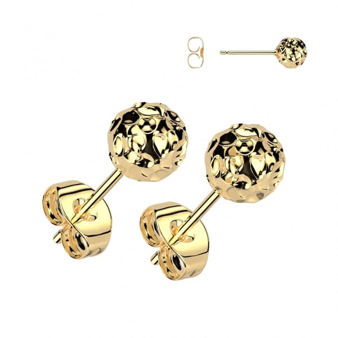 Oorbellen PVD Hammered 0.8x6x5 - goud - LMPiercings