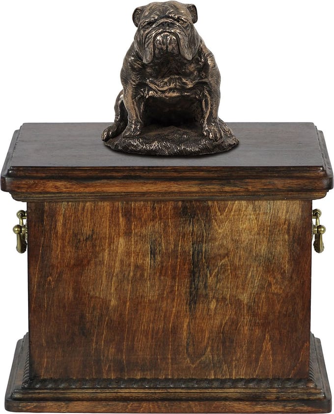 Bulldog II - Elegante urn met beeldje voor de as van een hond
