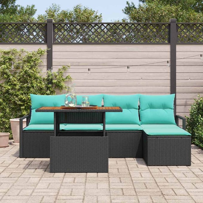 vidaXL - Tuinbank - Set - 6 - st - Zwart - en - Teal