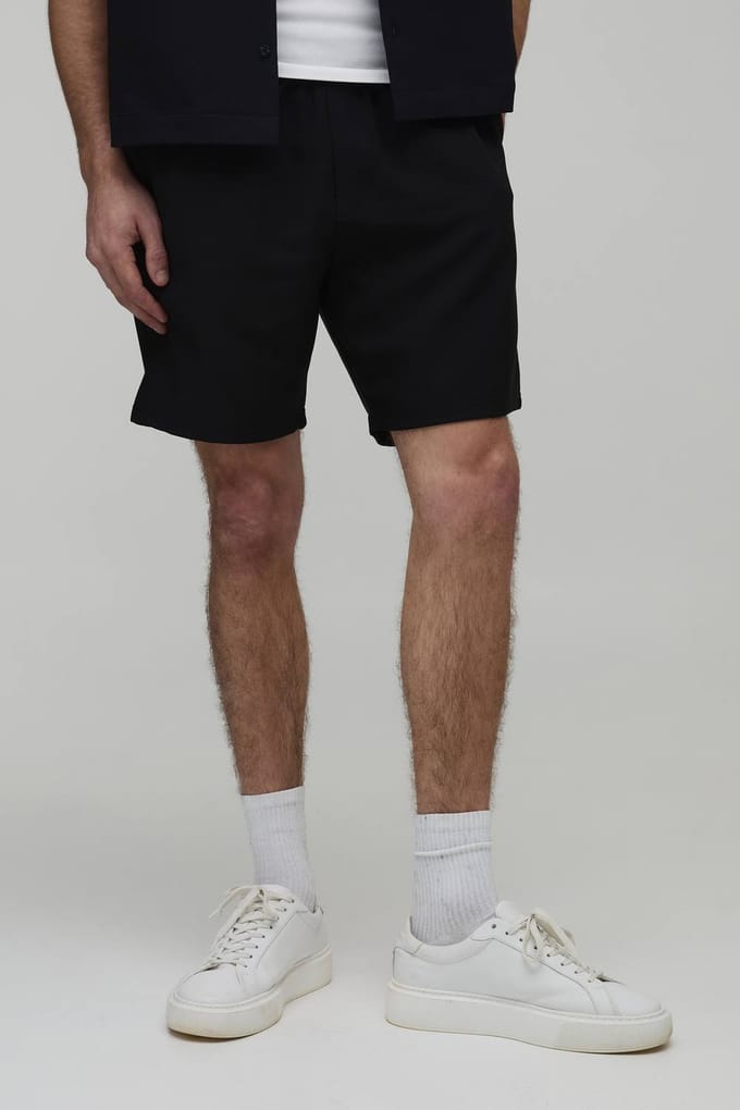 Essential Slim Fit Elasticated Tech Shorts | Black | Size Large