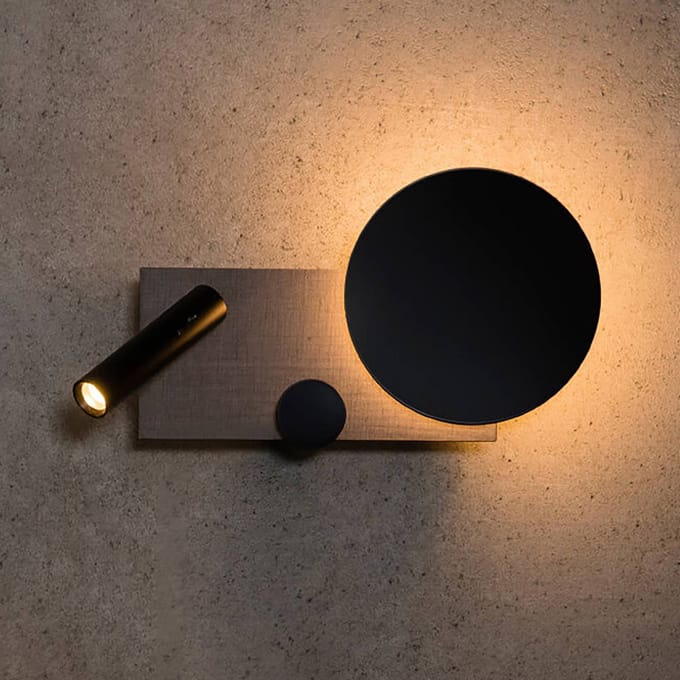 FARO BARCELONA LED wandlamp Klee, grijs, rechteruitvoering