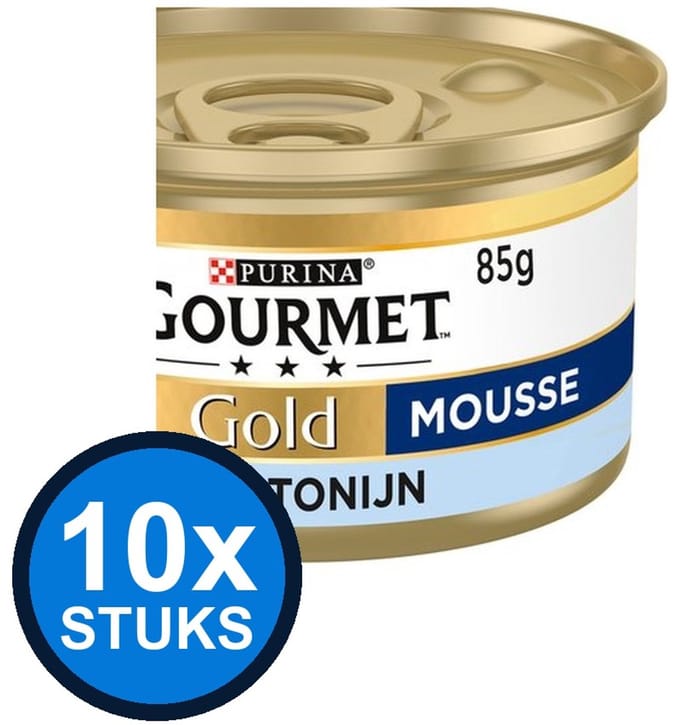 10x Gourmet - Gold Mousse Tonijn - Kattenvoer Natvoer - 85 g