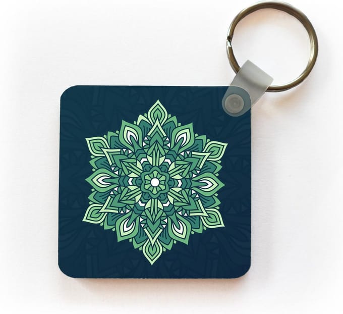 Sleutelhanger - Uitdeelcadeautjes - Mandala abstract groen - Plastic