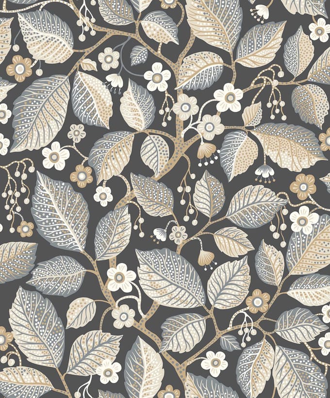 Boråstapeter Vliesbehang 7786 - Adorn - Botanisch Zwart - 53cm x 10.05m