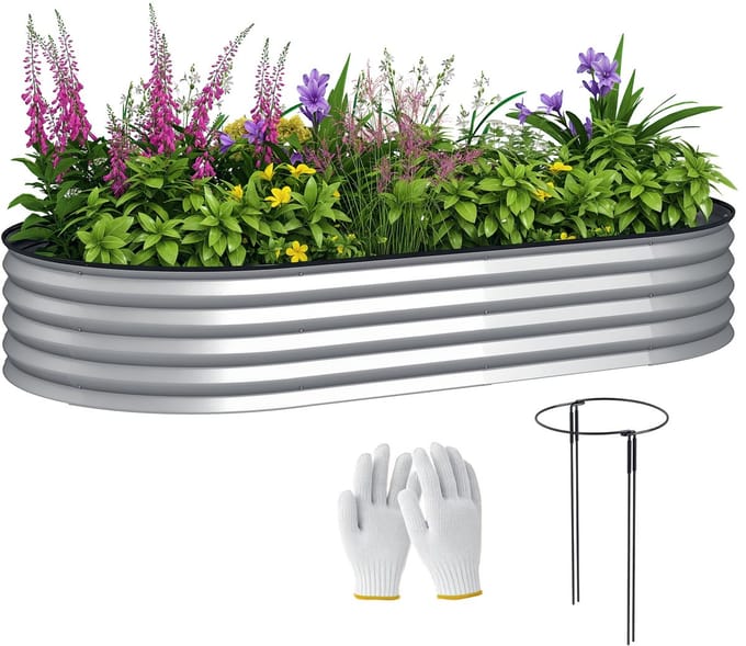 Outsunny tuinbed - Gegalvaniseerd staal - 181x93x30cm - Zilver