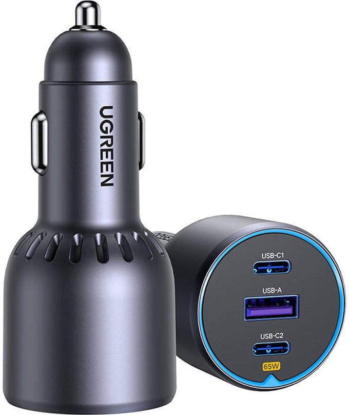 UGREEN 35024 Autolaadstation 75 W USB 2.0 bus A, USB-C bus, USB-C bus Fast Charge Grijs Auto Snellader