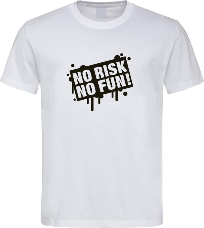 Wit T shirt met  " No Risk No Fun " print Zwart size XXL