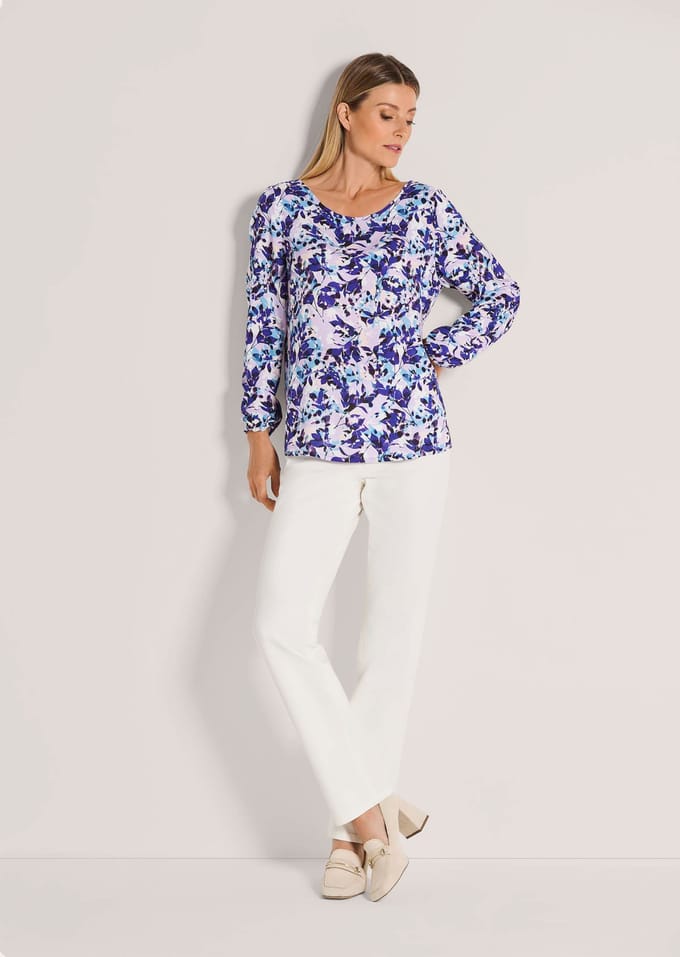 Blouse - sering / paars / gedess. - Gr. 22 van Goldner Fashion