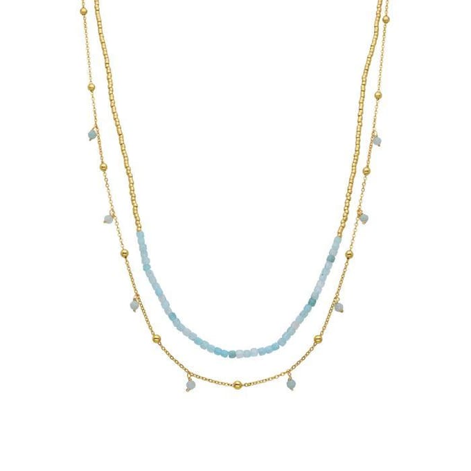 Luxenter Turkooizen collier afgewerkt in 18k geelgoud - Akya