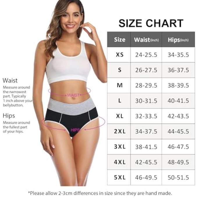 Dames hoge taille katoenen slips - volledige dekking - 5 stuks